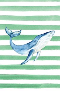 Blue Whale Watercolor Stripe Journal, Blank Sketch Paper