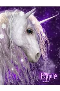 Peppina: Unicorn Fantasy 105 Lined Pages Journal, Diary, Notebook, Personalized Book with Name, Christmas, Birthday, Friendship Gifts for Girls, Teens and Women, Size 8 1/2 X 11