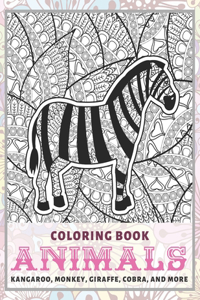 Animals - Coloring Book - Kangaroo, Monkey, Giraffe, Cobra, and more