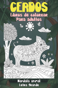 Libros de colorear para adultos - Letra grande - Mandala Animal - Cerdos