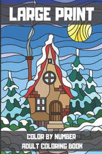 Large Print Color By Number Adult Coloring Book