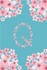 Q Monogram Letter Q Cherry Blossoms Journal Notebook