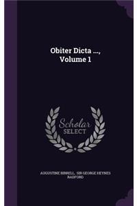 Obiter Dicta ..., Volume 1