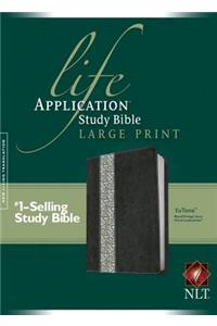 NLT Life Application Study Bible Large Print Black/Ivory