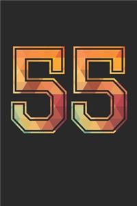 Blank Lined Journal, Notebook, Diary, Planner - 55 Lucky Number Sports Team No. 55 Age Year 1955 - 55th Birthday Gift For 55 Years Old Men and Women