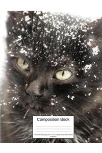 Composition Book 100 Sheets/200 Pages/8.5 X 11 In. College Ruled/ Black Kitten and Snow