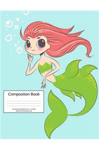 Composition Book 100 Sheets/200 Pages/8.5 X 11 In. Wide Ruled/ Swimming Mermaid