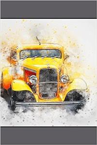 Old Yellow Car - Lined Notebook