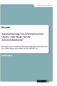 Automatisierung von Arbeitsprozessen. Chance oder Risiko für die Automobilindustrie?