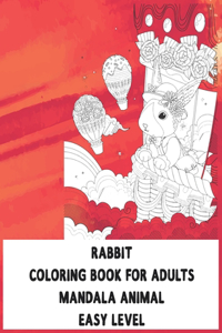 Coloring Book for Adults Mandala Animal - Easy Level - Rabbit