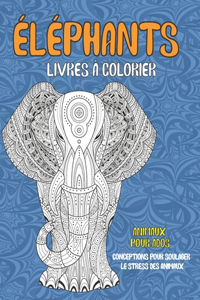 Livres à colorier - Conceptions pour soulager le stress des animaux - Animaux pour ados - Éléphants