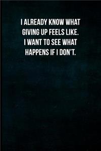 I already know what giving up feels like. I want to see what happens if I don't.