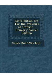 Distribution List for the Province of Ontario