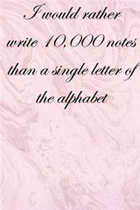 I would rather write 10,000 no single letter of the alphabet