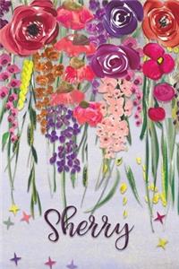 Sherry: Personalized Lined Journal - Colorful Floral Waterfall (Customized Name Gifts)