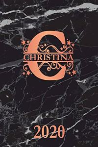 Christina: 2020. Personalized Name Weekly Planner 2020. Monogram Letter C Notebook Planner. Black Marble & Rose Gold Cover. Datebook Calendar Schedule