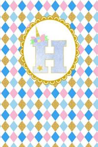 Unicorn Monogram Journal - Letter H