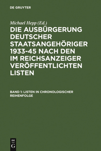 Listen in Chronologischer Reihenfolge / Lists in Chronological Order