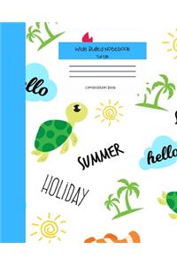 Wide Ruled Turtle Notebook Composition Book