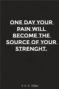 One Day Your Pain Will Become the Source of Your Strenght: Motivation, Notebook, Diary, Journal, Funny Notebooks