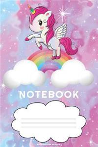 White Unicorn Rainbow Notebook
