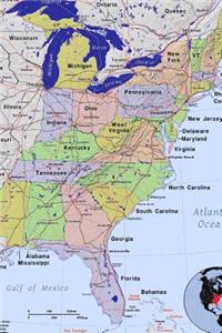 Eastern United States of America USA Map Journal