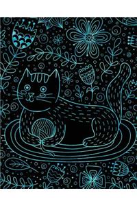 Journal Notebook Cute Cat in Flowers Pattern 7