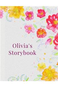 Olivia's Storybook: Children's drawing and handwriting practice book ages 3 +, Pre K through 3rd grade, picture box with title, five lines below to write stories 110 pa