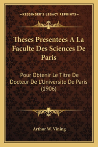 Theses Presentees A La Faculte Des Sciences De Paris