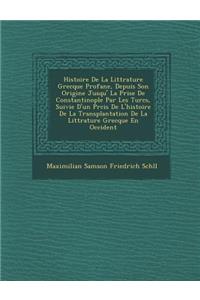 Histoire de La Litt Rature Grecque Profane, Depuis Son Origine Jusqu' La Prise de Constantinople Par Les Turcs, Suivie D'Un PR Cis de L'Histoire de La