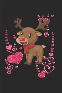 Christmas Reindeer Hearts Notebook