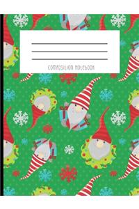 Composition Notebook: Kawaii Face Bearded Hipster Gnome Holiday Christmas Present Red Striped Beanie Journal And Notebook