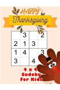 Happy Thanksgiving 4x4 Sudoku For Kids