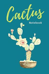 Cactus Flower Notebook. Flower Cactus Lover Plant Gifts for Teen Student Women Worker Kid. 100 Blank Lined Page Journal, Size 6x9 Blue Green Color Design Cover.