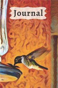Rustic Black & White Cover with Flying Green Hummingbird at Feeder Diary, Pretty Journal for Daily Thoughts
