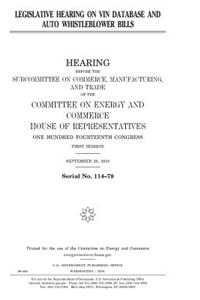 Legislative hearing on VIN database and auto whistleblower bills