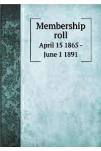 Membership Roll April 15 1865 - June 1 1891