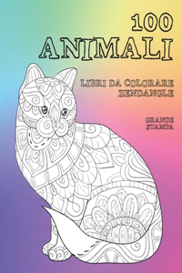 Libri da colorare Zendangle - Grande stampa - 100 Animali