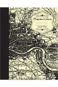 London Map Unruled Composition Notebook Journal Diary Travel 8