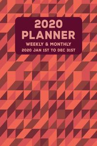 Weekly Monthly 2020 Planner Geometric Triangles Pink