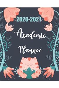 2020-2021 Academic Planner: Cat Florals, 24 Months Academic Schedule With Insporational Quotes And Holiday.