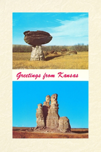 Vintage Lined Notebook Greetings from Kansas, Rock Formations