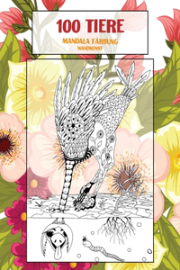 Mandala Färbung - Wandkunst - 100 Tiere