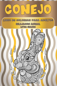 Libro de colorear para adultos - Letra grande - Relajación Animal - Conejo