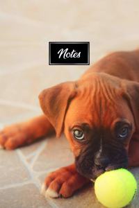 Boxer Dog Pup Puppy Doggie Notebook Bullet Journal Diary Composition Book Notepad - Play With Ball