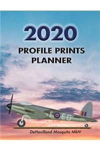 Profile Prints Planner 2020: DeHavilland Mosquito Mk 1V 1944. 8.5" x 11" Dated weekly Illustrated planner/ planning calendar for 2020. 2 pages per week. Vintage aviation