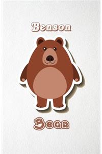 Benson Bear A5 Lined Notebook 110 Pages: Funny Blank Journal For Wide Animal Nature Lover Zoo Relative Family Baby First Last Name. Unique Student Teacher Scrapbook/ Composition Great For H