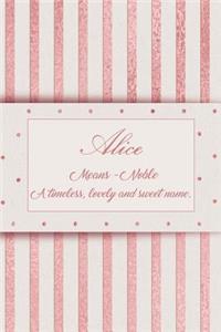 Alice, Means - Noble, a Timeless, Lovely and Sweet Name.