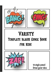 Variety Template Blank Comic Book for Kids