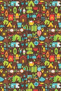Hike Pattern - Colorful Hiking Icons Brown